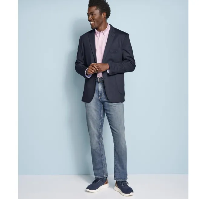 Men Johnston and Murphy Blazers XC Flex Knit Blazer Navy Solid Men Johnston and Murphy Blazers XC Flex Knit Blazer Navy Solid