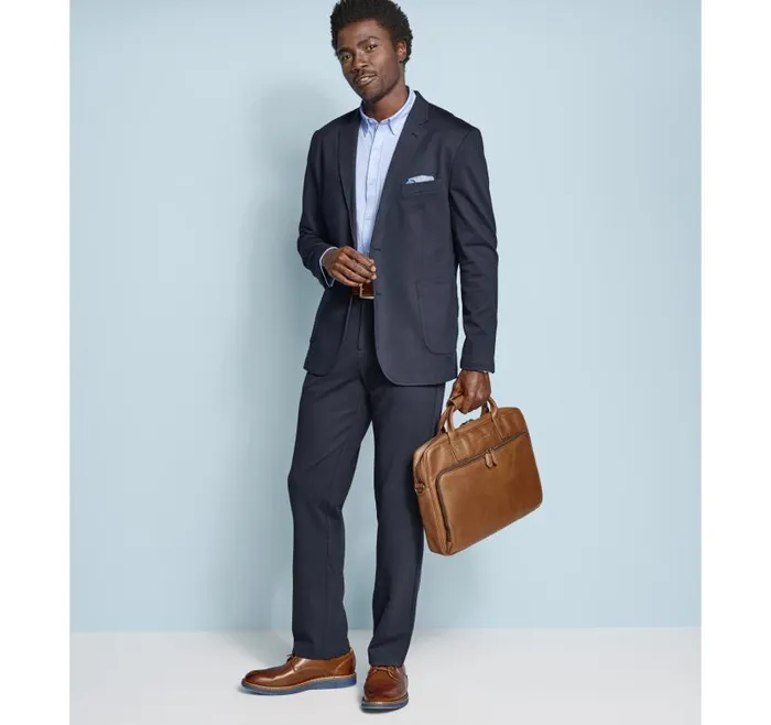 Men Johnston and Murphy Blazers XC Flex Knit Blazer Navy Solid Men Johnston and Murphy Blazers XC Flex Knit Blazer Navy Solid