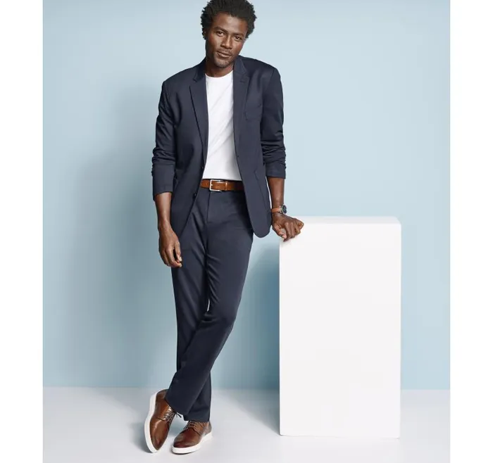 Men Johnston and Murphy Blazers XC Flex Knit Blazer Navy Solid Men Johnston and Murphy Blazers XC Flex Knit Blazer Navy Solid