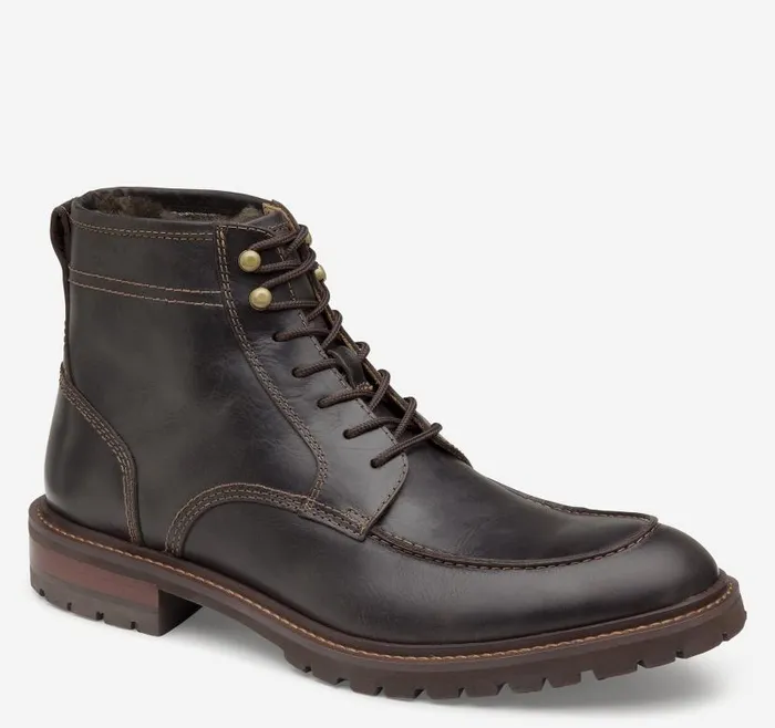 Men Johnston and Murphy Boots Barrett Moc Toe Shearling Boot Dark Brown Full Grain Men Johnston and Murphy Boots Barrett Moc Toe Shearling Boot Dark Brown Full Grain