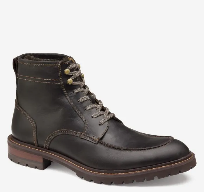 Men Johnston and Murphy Boots Barrett Moc Toe Shearling Boot Dark Brown Full Grain Men Johnston and Murphy Boots Barrett Moc Toe Shearling Boot Dark Brown Full Grain