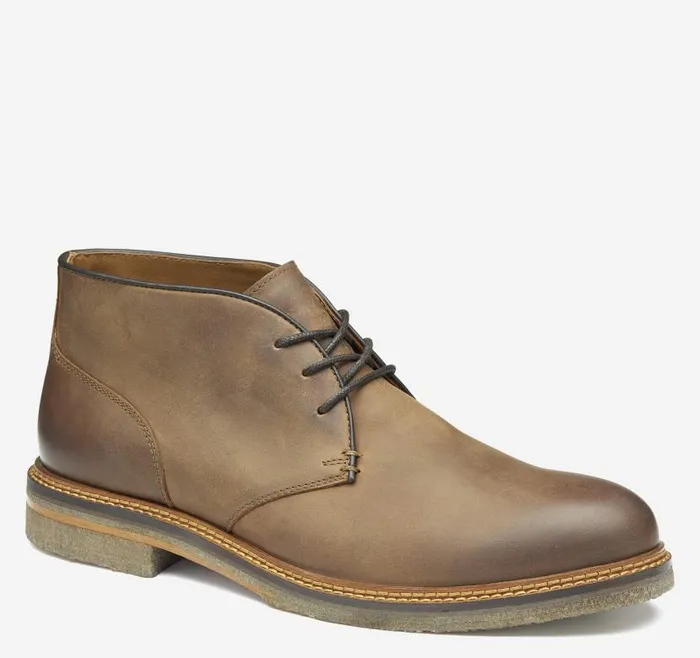 Men Johnston and Murphy Boots Calder Chukka Brown Oiled Full Grain