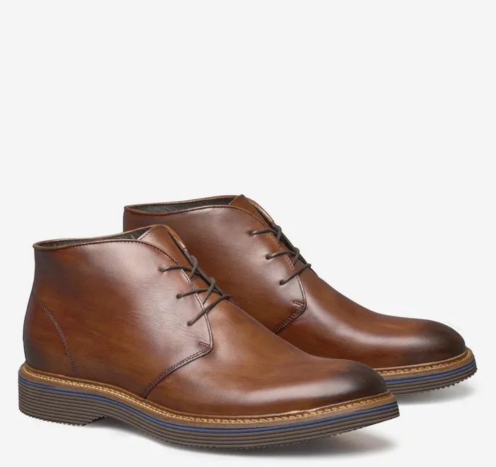 Men Johnston and Murphy Boots Jenson Chukka Boot Brown Italian Calfskin