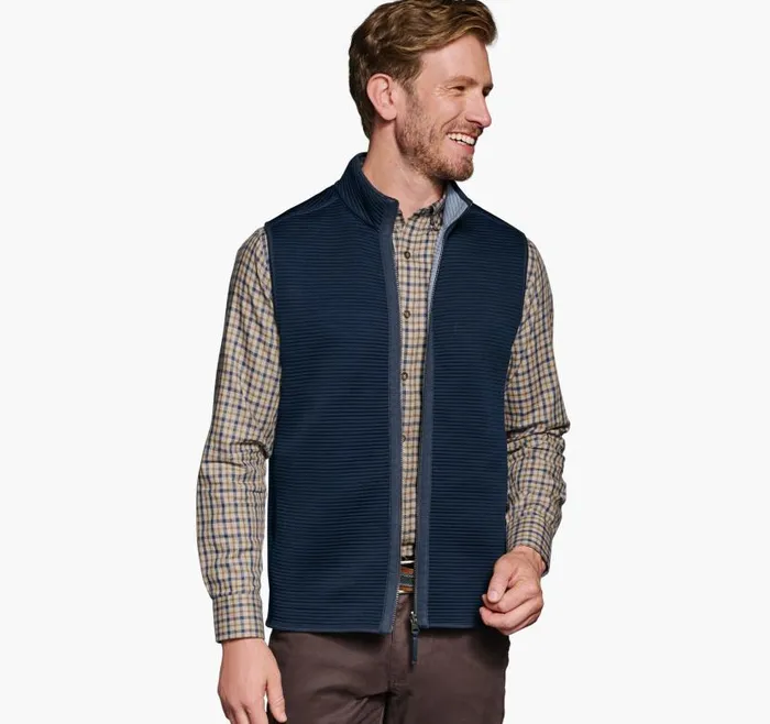 Men Johnston and Murphy Coats Jackets and Vests Reversible Channel Quilted Vest Light Blue Heathernavy Men Johnston and Murphy Coats Jackets and Vests Reversible Channel Quilted Vest Light Blue Heathernavy