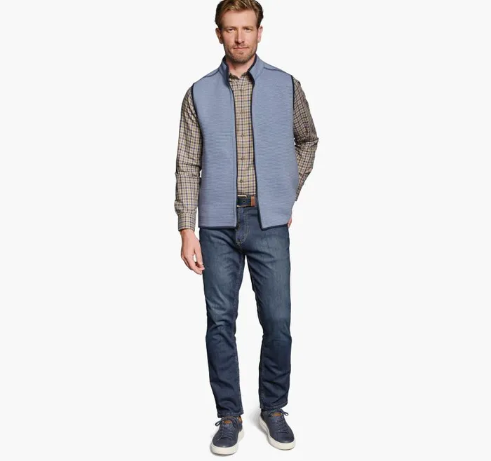Men Johnston and Murphy Coats Jackets and Vests Reversible Channel Quilted Vest Light Blue Heathernavy Men Johnston and Murphy Coats Jackets and Vests Reversible Channel Quilted Vest Light Blue Heathernavy