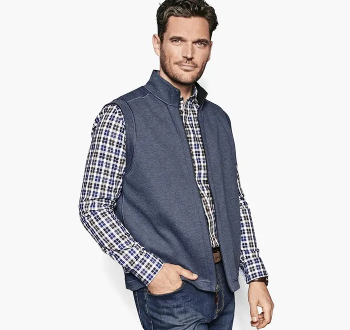 Men Johnston and Murphy Coats Jackets and Vests Reversible Solid Vest Charcoalblue