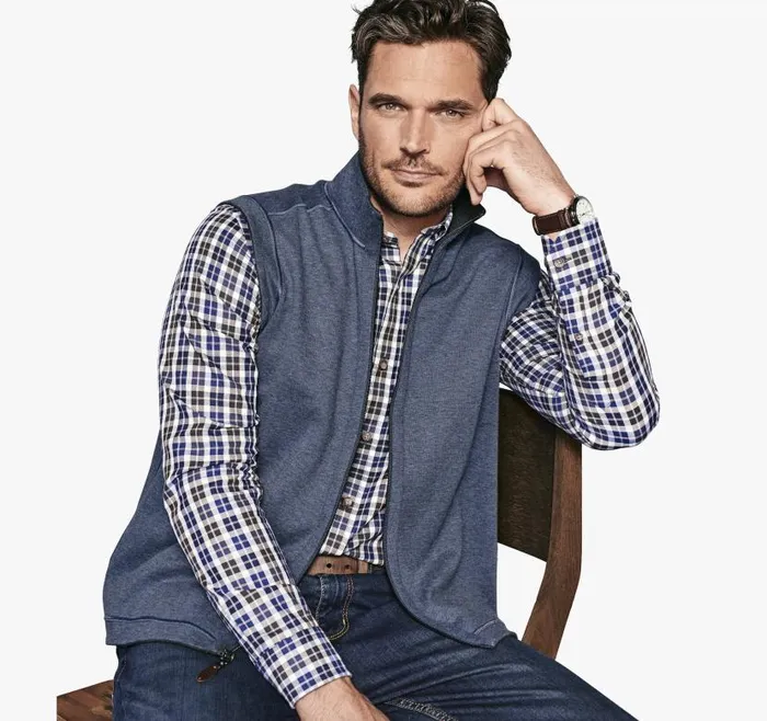 Men Johnston and Murphy Coats Jackets and Vests Reversible Solid Vest Charcoalblue