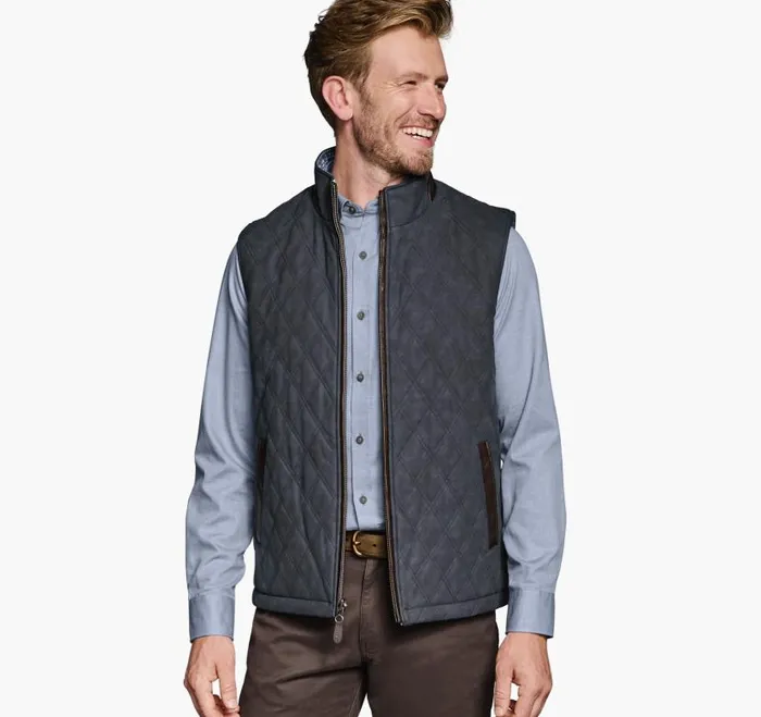 Men Johnston and Murphy Coats Jackets and Vests Upton Reversible Vest Blue Plaidnavy Men Johnston and Murphy Coats Jackets and Vests Upton Reversible Vest Blue Plaidnavy