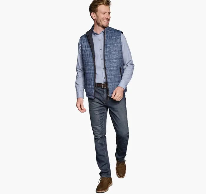 Men Johnston and Murphy Coats Jackets and Vests Upton Reversible Vest Blue Plaidnavy Men Johnston and Murphy Coats Jackets and Vests Upton Reversible Vest Blue Plaidnavy
