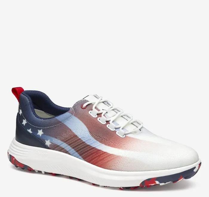 Men Johnston and Murphy LaceUps Amherst GL1 Sport Hybrid Redwhiteblue Coated Knit
