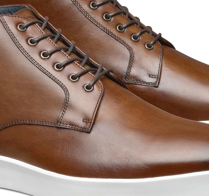 Men Johnston and Murphy LaceUps Bolivar Plain Toe Boot Brown Handstained Calfskin Men Johnston and Murphy LaceUps Bolivar Plain Toe Boot Brown Handstained Calfskin