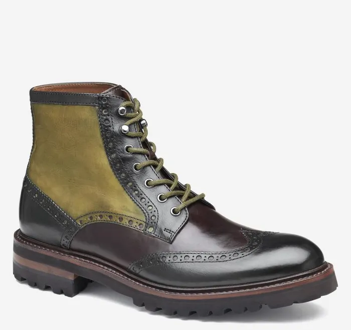 Men Johnston and Murphy LaceUps Dudley Lug Wingtip Boot Black Multi Calfskin