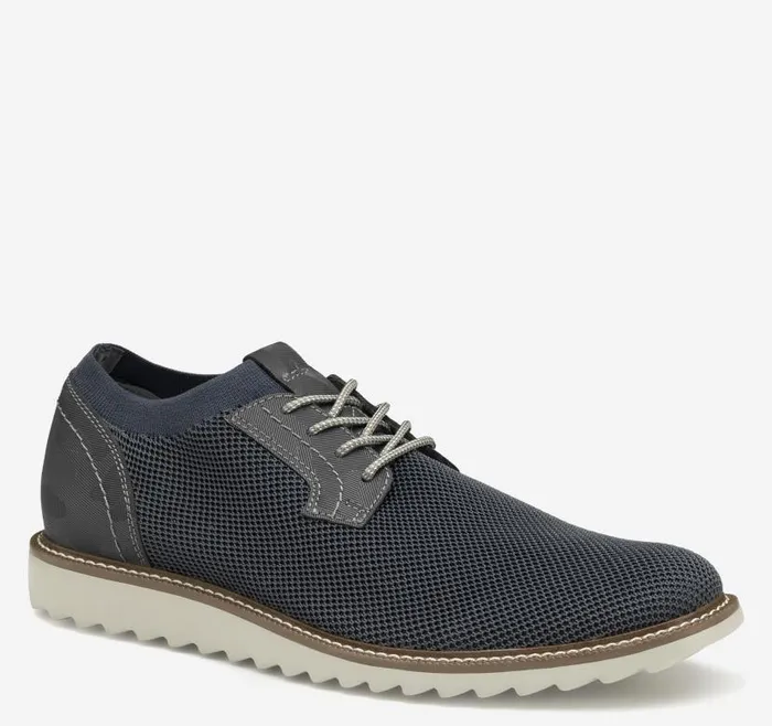 Men Johnston and Murphy LaceUps Duncan Knit Plain Toe Navy Knitcamoembossed Leather