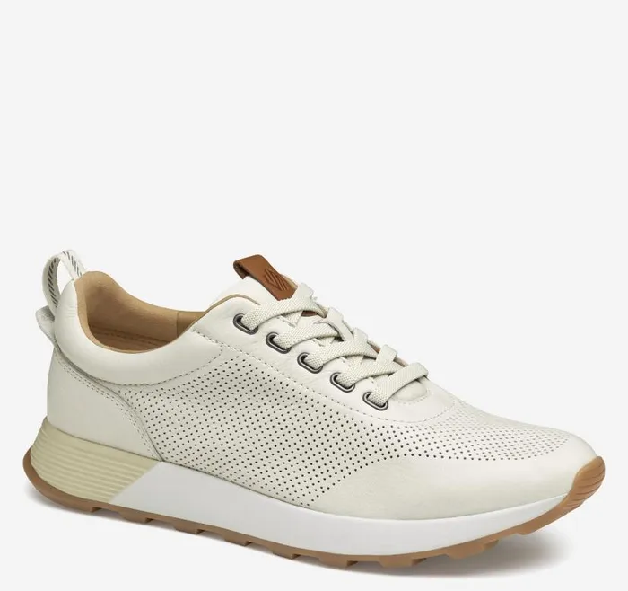 Men Johnston and Murphy LaceUps Kinnon Perfed Jogger White Full Grain