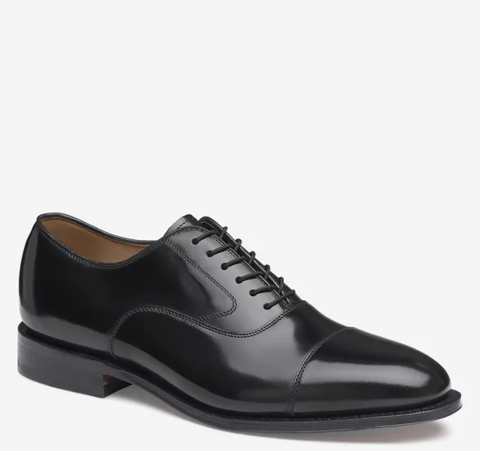 Men Johnston and Murphy LaceUps Melton Cap Toe Black Calfskin