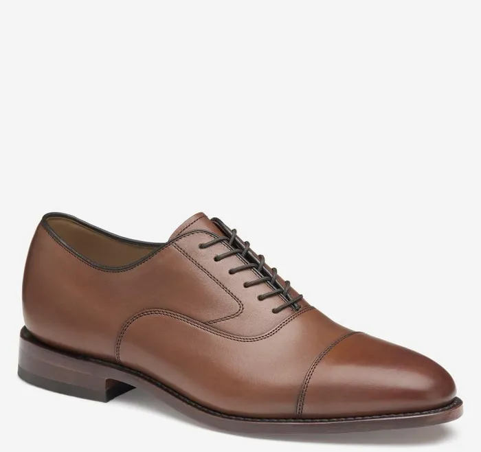 Men Johnston and Murphy LaceUps Melton Cap Toe Tan Calfskin