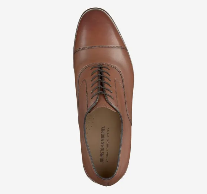 Men Johnston and Murphy LaceUps Melton Cap Toe Tan Calfskin