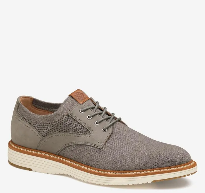 Men Johnston and Murphy LaceUps Upton Knit Plain Toe Gray Knit