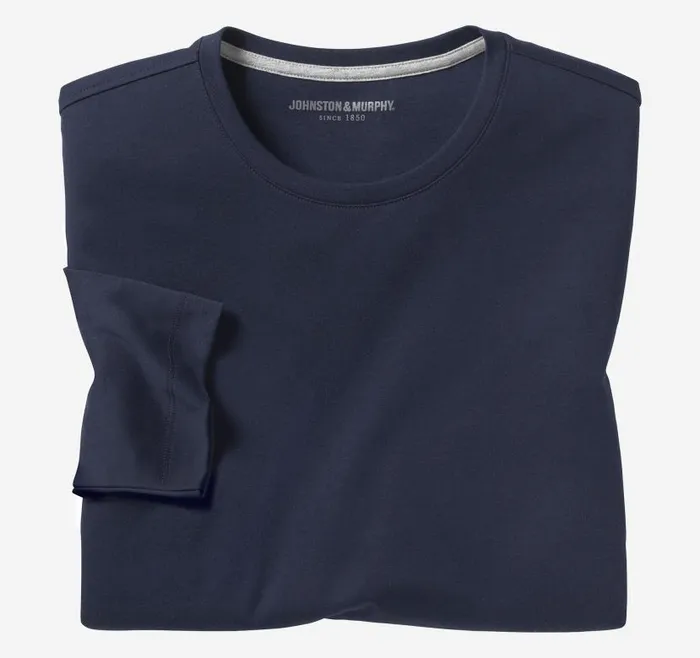 Men Johnston and Murphy Polos and Tees Essential LongSleeve Tee Navy