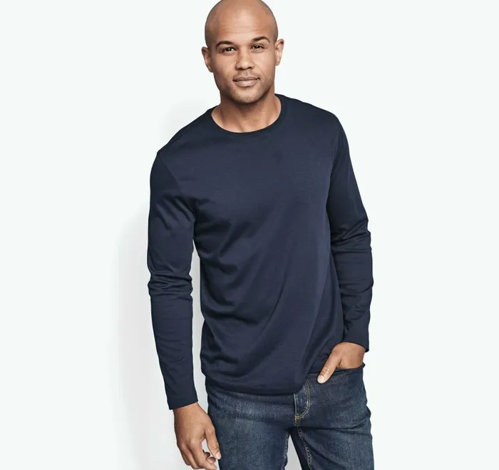 Men Johnston and Murphy Polos and Tees Essential LongSleeve Tee Navy Men Johnston and Murphy Polos and Tees Essential LongSleeve Tee Navy