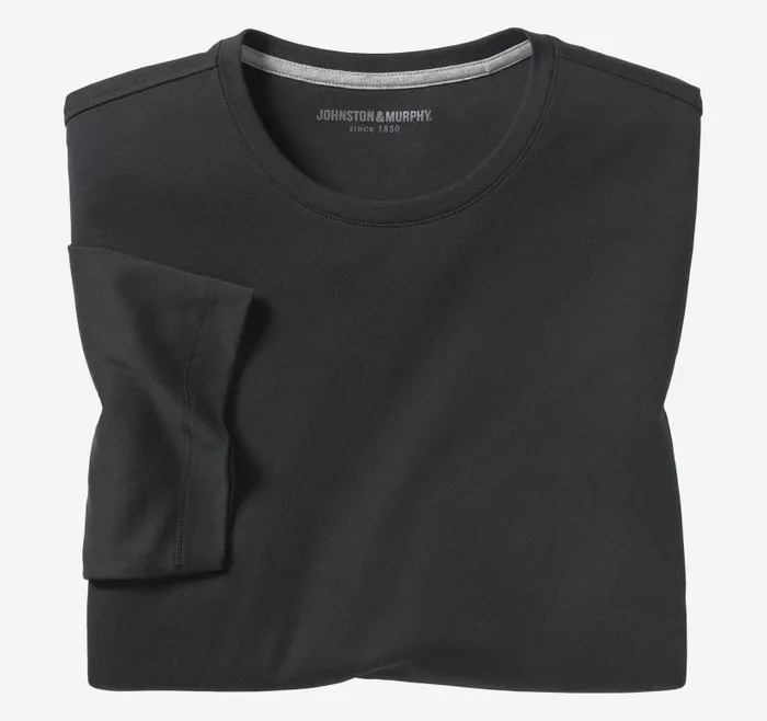 Men Johnston and Murphy Polos and Tees Essential Tee Black