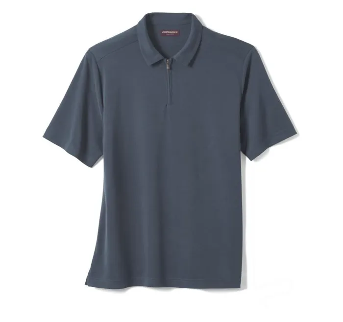 Men Johnston and Murphy Polos and Tees Vintage Birdseye Zip Polo Navy Men Johnston and Murphy Polos and Tees Vintage Birdseye Zip Polo Navy