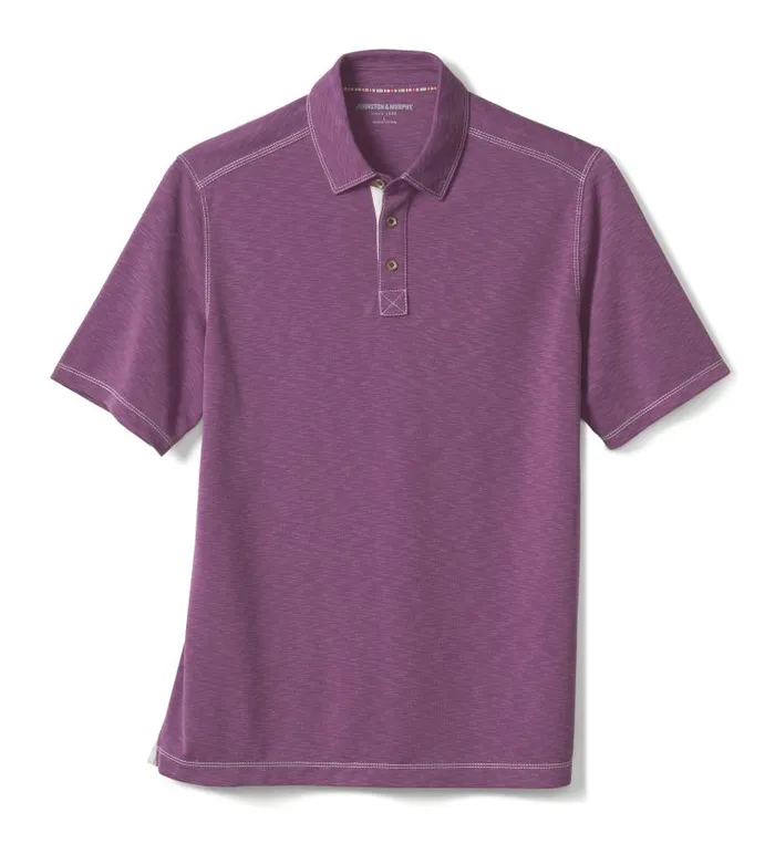 Men Johnston and Murphy Polos and Tees Vintage Slub Polo Wine