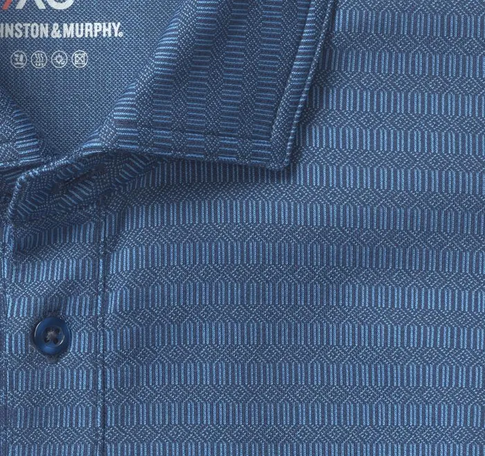 Men Johnston and Murphy Polos and Tees XC4 Jacquard Performance Polo Navyblue Geo Men Johnston and Murphy Polos and Tees XC4 Jacquard Performance Polo Navyblue Geo
