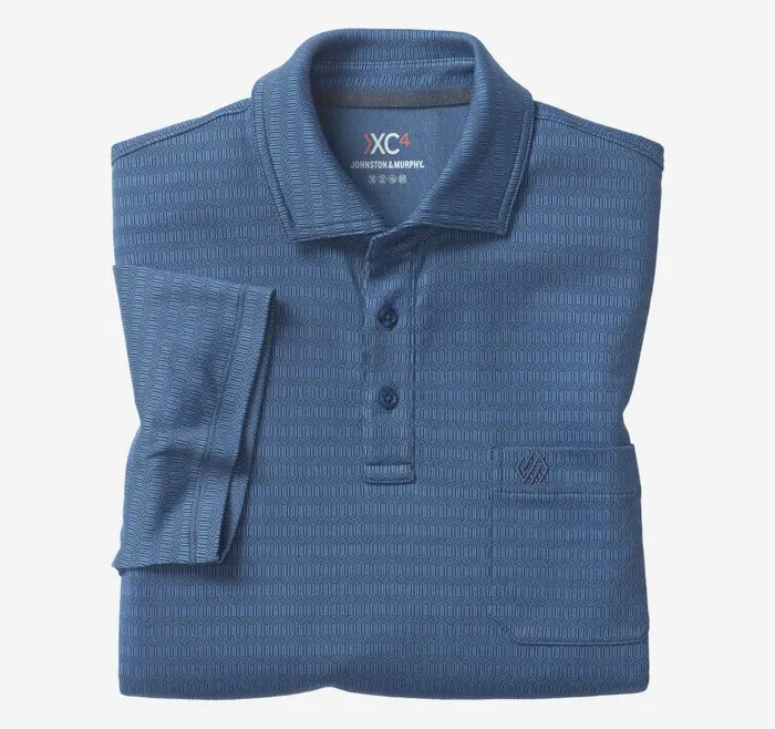 Men Johnston and Murphy Polos and Tees XC4 Jacquard Performance Polo Navyblue Geo Men Johnston and Murphy Polos and Tees XC4 Jacquard Performance Polo Navyblue Geo