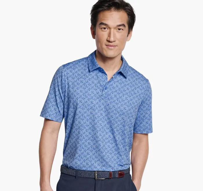 Men Johnston and Murphy Polos and Tees XC4 Performance Polo Blue Tonal Airplane