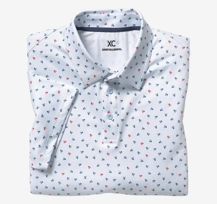 Men Johnston and Murphy Polos and Tees XC4 Performance Polo Light Blue Skull Men Johnston and Murphy Polos and Tees XC4 Performance Polo Light Blue Skull