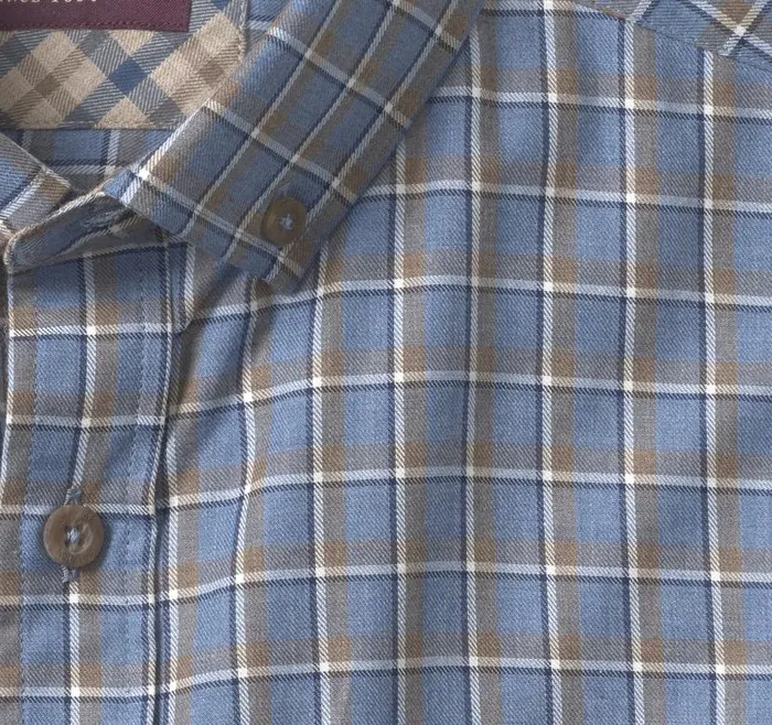 Men Johnston and Murphy Shirts Heathered Shirt Blue Melange Outlined Grid