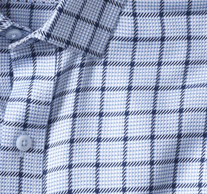Men Johnston and Murphy Shirts NonIron Dress Shirt Blue Angled Neat Windowpane Men Johnston and Murphy Shirts NonIron Dress Shirt Blue Angled Neat Windowpane