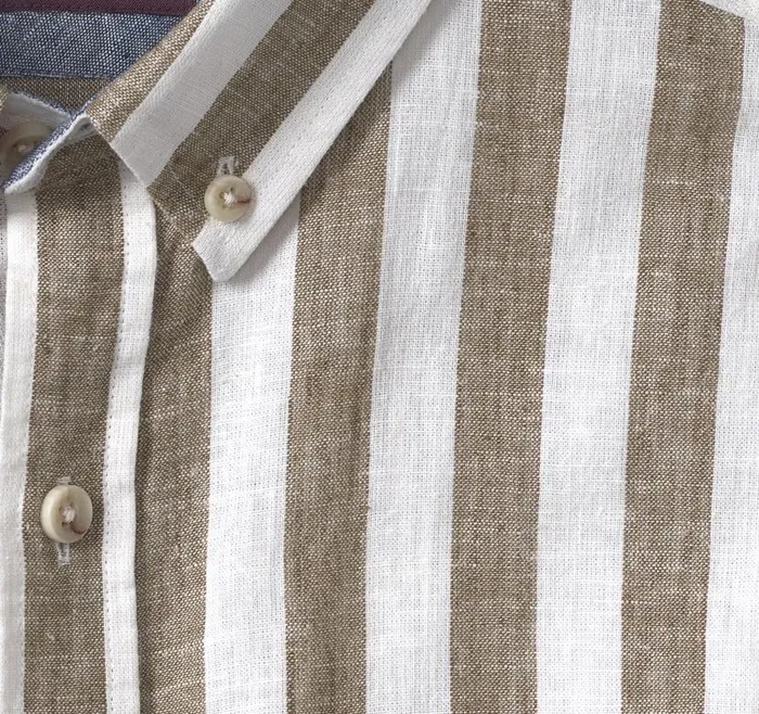 Men Johnston and Murphy ShortSleeve Shirts Stripe LinenBlend Shirt Brown Stripe Men Johnston and Murphy ShortSleeve Shirts Stripe LinenBlend Shirt Brown Stripe