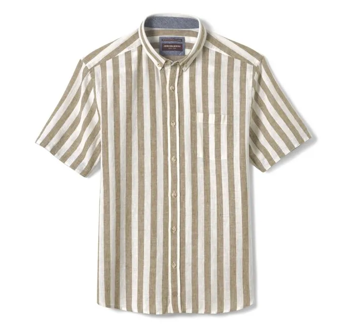 Men Johnston and Murphy ShortSleeve Shirts Stripe LinenBlend Shirt Brown Stripe Men Johnston and Murphy ShortSleeve Shirts Stripe LinenBlend Shirt Brown Stripe