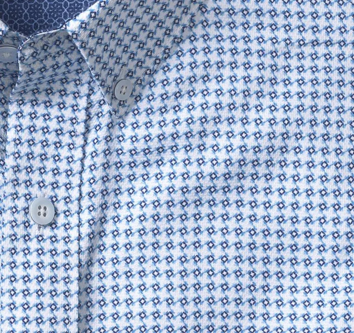 Men Johnston and Murphy ShortSleeve Shirts Textured Cotton ShortSleeve Shirt Blue Geo Turbine Men Johnston and Murphy ShortSleeve Shirts Textured Cotton ShortSleeve Shirt Blue Geo Turbine