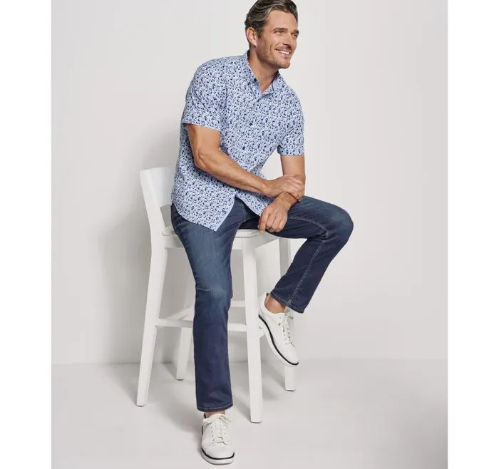 Men Johnston and Murphy ShortSleeve Shirts Textured Cotton ShortSleeve Shirt Mint Droplet Men Johnston and Murphy ShortSleeve Shirts Textured Cotton ShortSleeve Shirt Mint Droplet