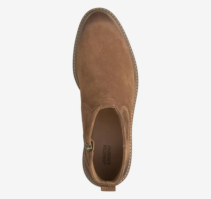 Men Johnston and Murphy SlipOns and Loafers Barrett Zip Boot Brown Waxed Suede Men Johnston and Murphy SlipOns and Loafers Barrett Zip Boot Brown Waxed Suede