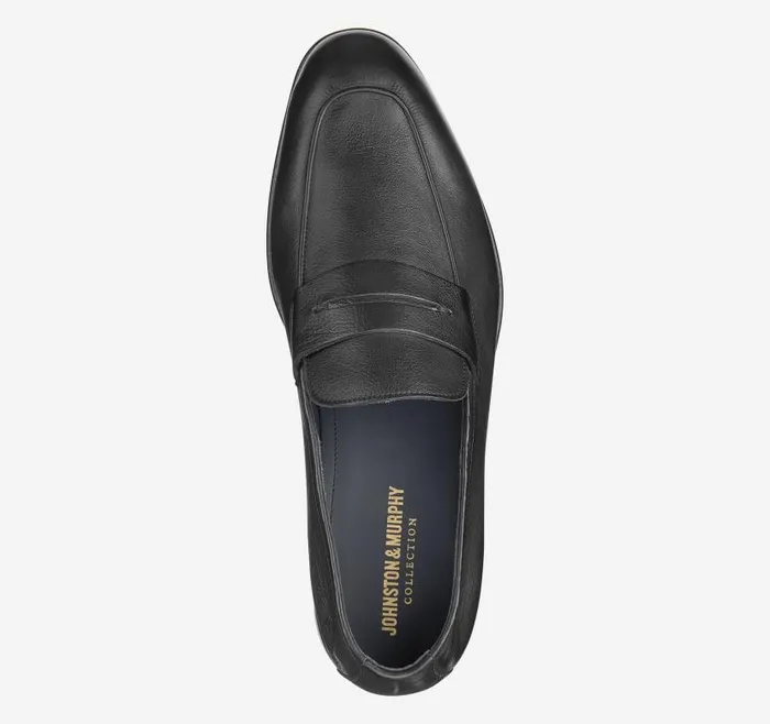 Men Johnston and Murphy SlipOns and Loafers Taylor Penny Loafer Black Italian Calfskin Men Johnston and Murphy SlipOns and Loafers Taylor Penny Loafer Black Italian Calfskin
