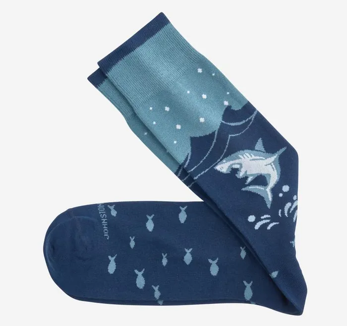 Men Johnston and Murphy Socks Novelty Socks Blue Fish And Moon