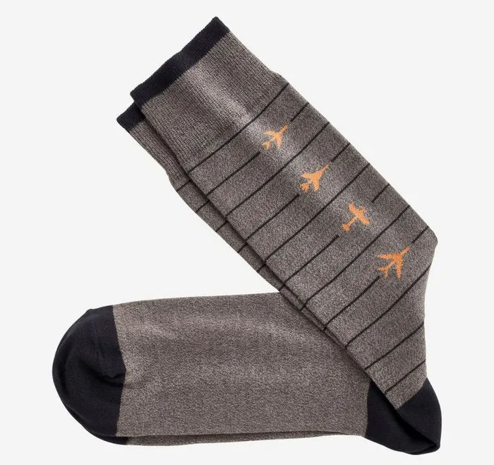 Men Johnston and Murphy Socks Novelty Socks Charcoal Airplane