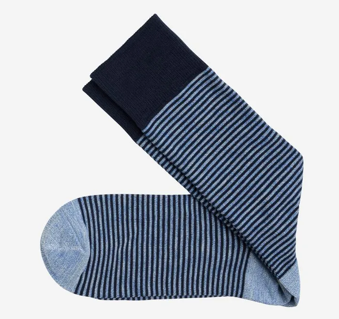 Men Johnston and Murphy Socks Striped Dress Socks Blue Heathered Micro Stripe