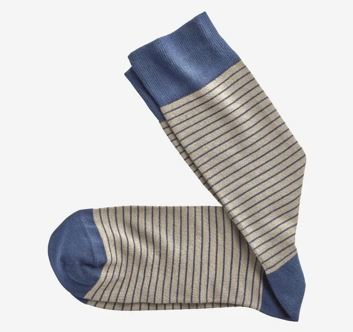 Men Johnston and Murphy Socks Striped Dress Socks Khaki Stripe