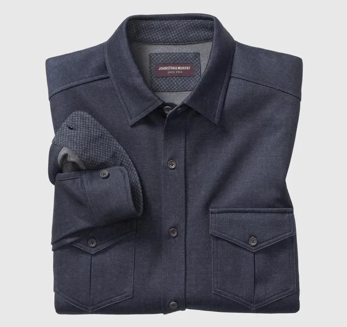 Men Johnston and Murphy Sweaters and Knits ButtonFront Knits Indigo