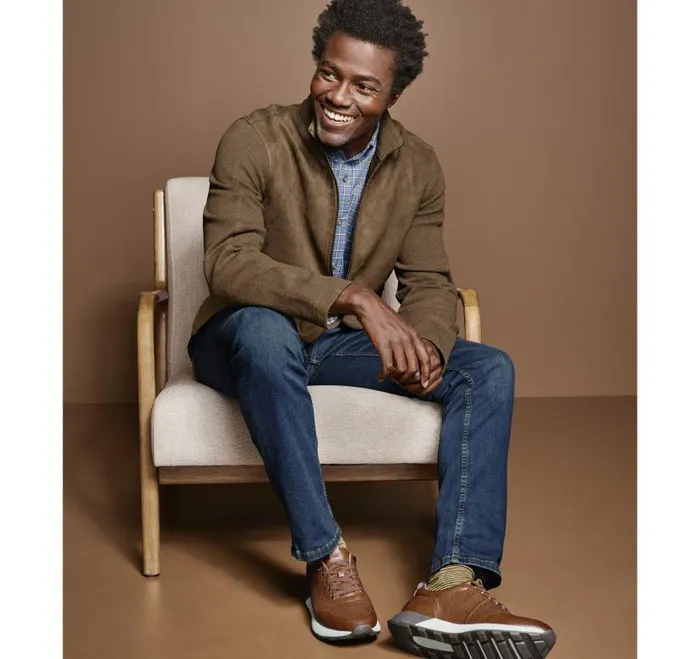 Men Johnston and Murphy Sweaters and Knits FauxSuede FullZip Camel Men Johnston and Murphy Sweaters and Knits FauxSuede FullZip Camel
