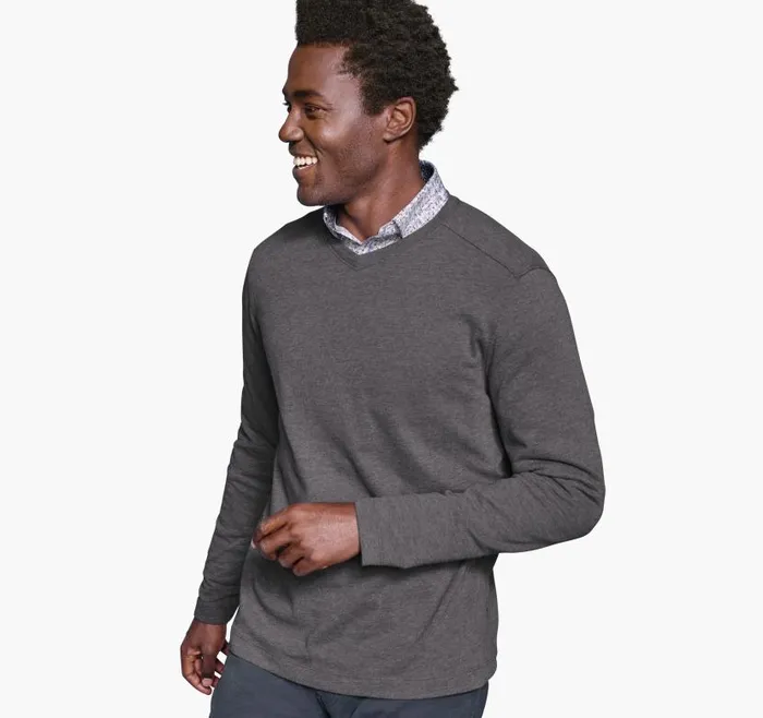 Men Johnston and Murphy Sweaters and Knits Knit VNeck Gray