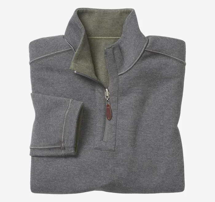 Men Johnston and Murphy Sweaters and Knits Reversible Solid QuarterZip Olivecharcoal Men Johnston and Murphy Sweaters and Knits Reversible Solid QuarterZip Olivecharcoal