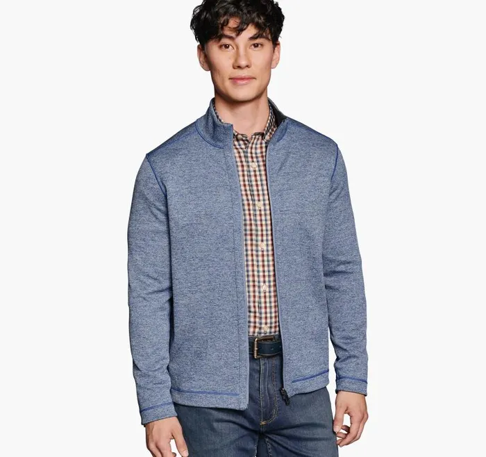 Men Johnston and Murphy Sweaters and Knits XC4 Reversible Full Zip Navylight Blue Men Johnston and Murphy Sweaters and Knits XC4 Reversible Full Zip Navylight Blue