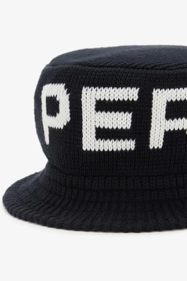 Men Knitted Bucket Hat Blacksnow White Fred Perry Accessories