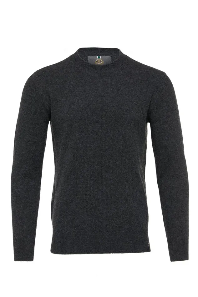 Men Knitwear Holland Cooper Byron Crew Neck Knit Charcoal
